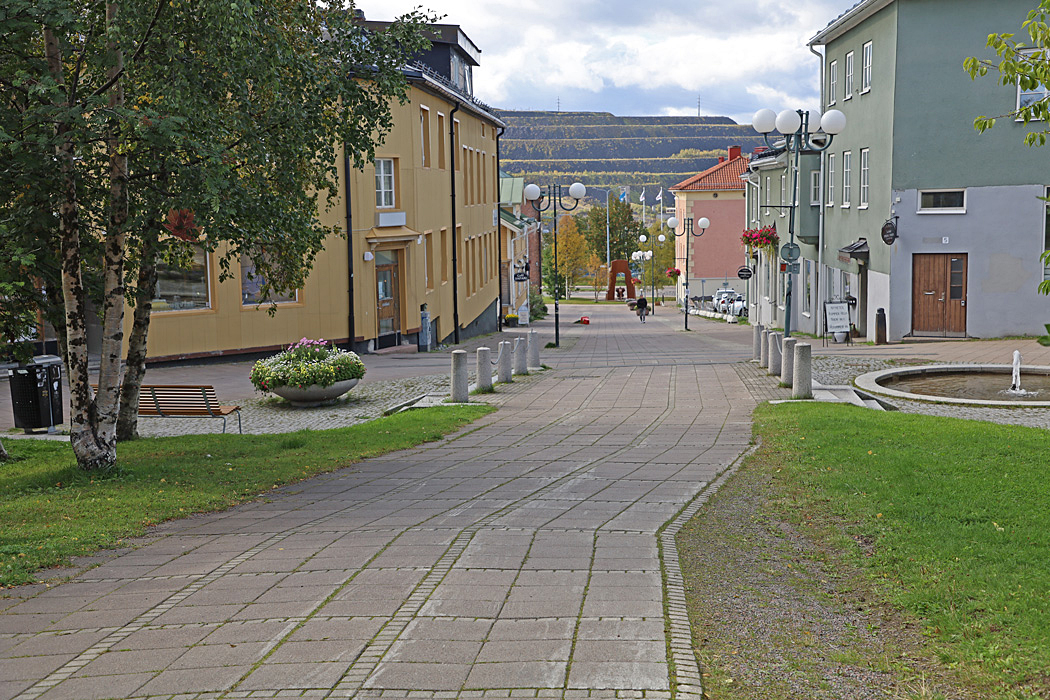 En centrumgata i Kiruna.
