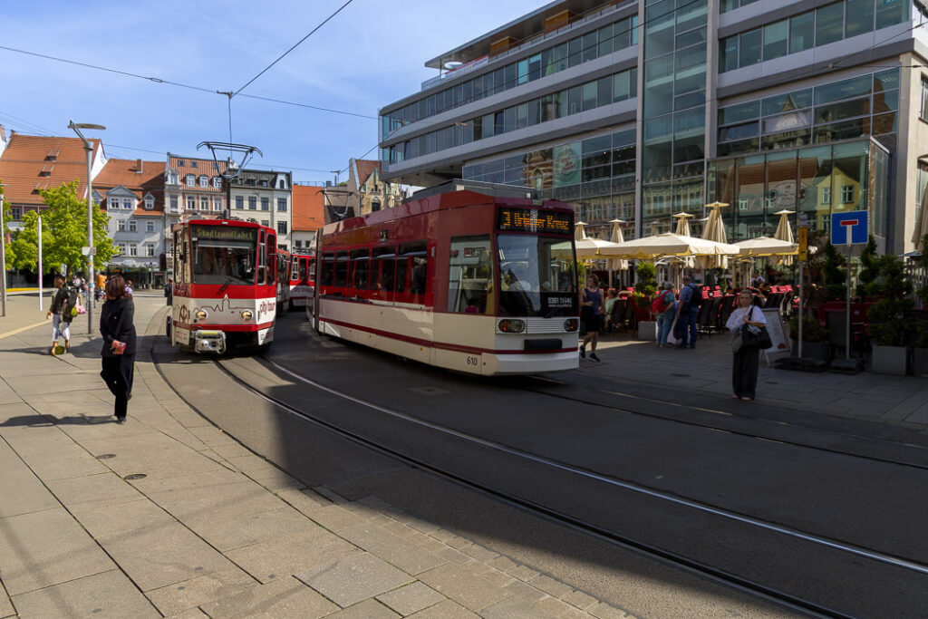 Smidigt att förflytta sig med spårvagnar i Erfurt.
